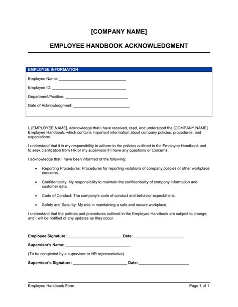 employee handbook acknowledgment form|Employee Handbook Acknowledgment Form .